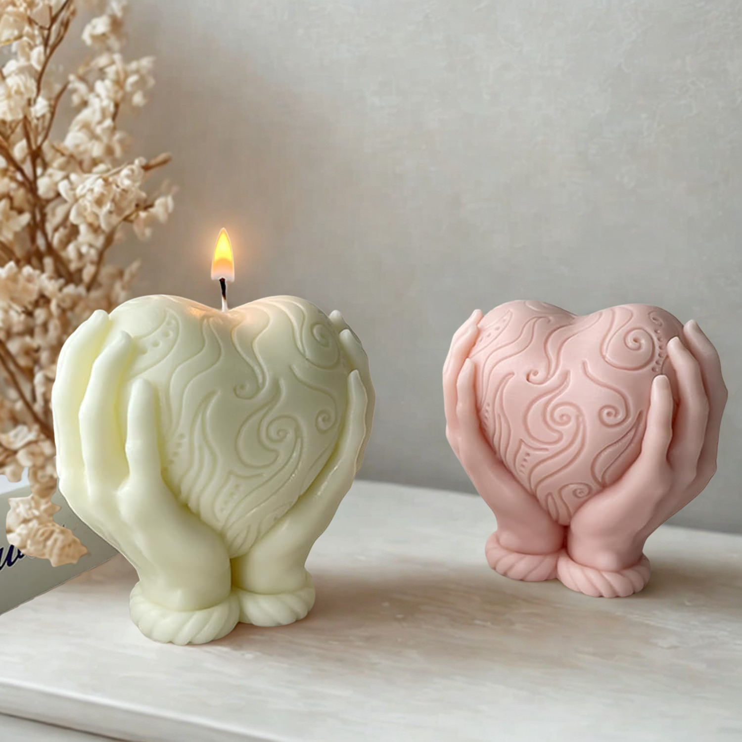 Heart holding candle