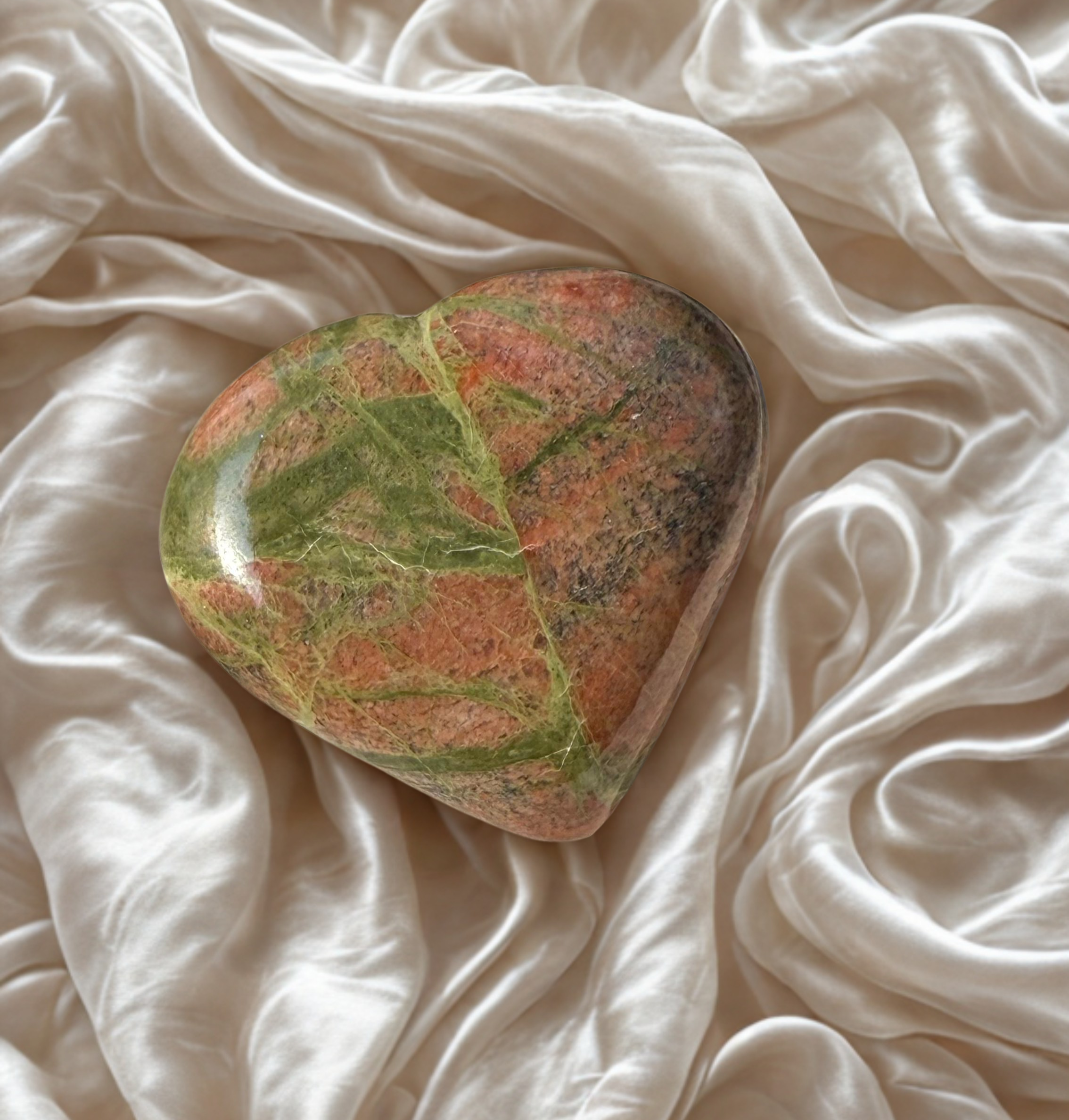 Unakite Heart Crystal (95 gms)