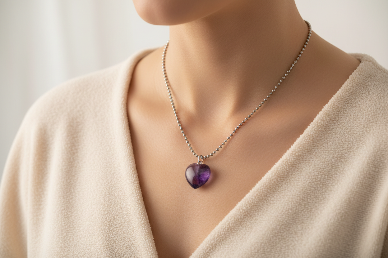 Amethyst Heart Pendant Necklace