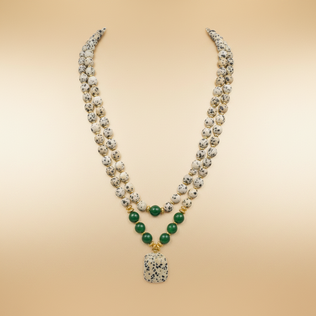 Dalmatian Jasper & Green Onyx Double Strand Necklace