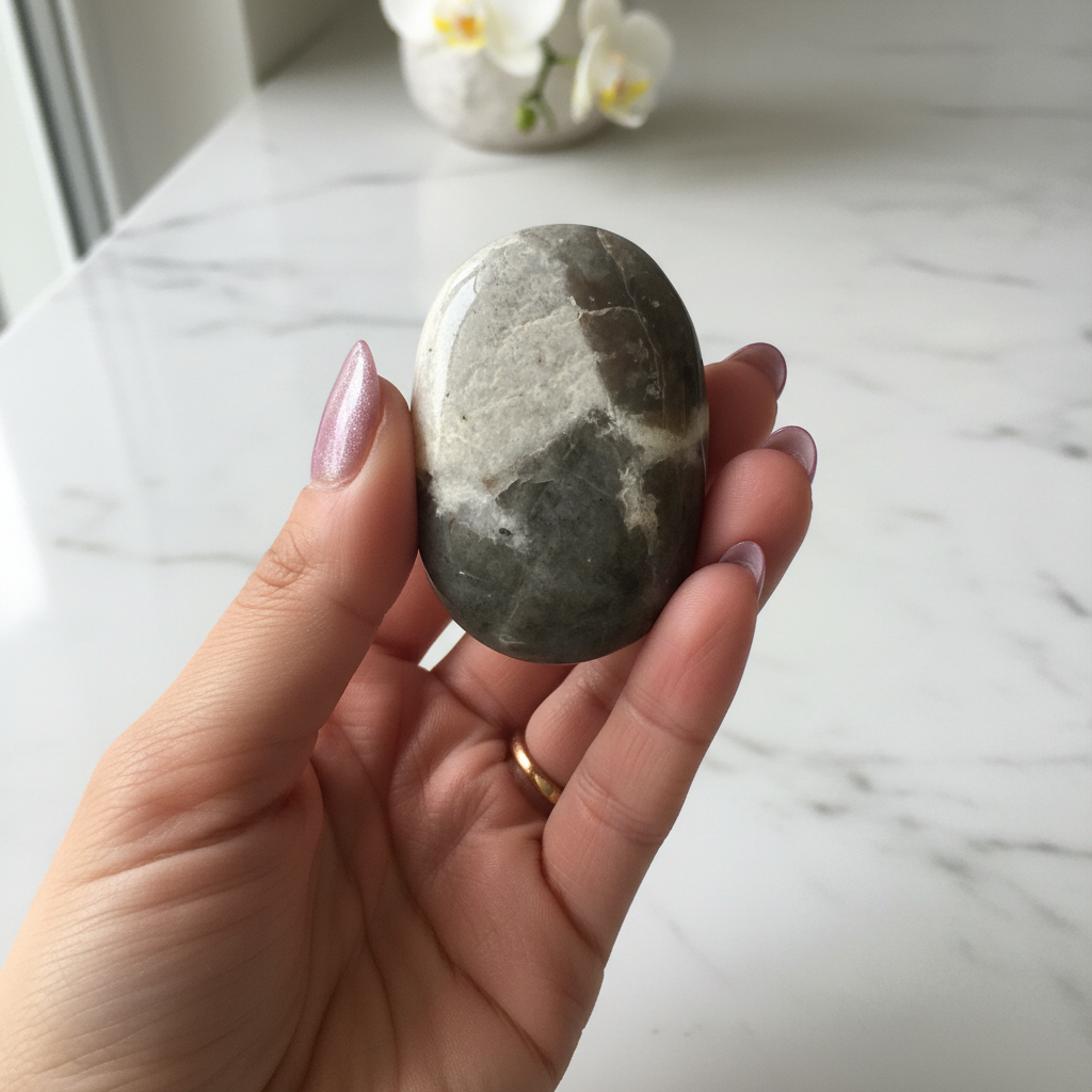 Cats Eye Palm Stone Hand Shot