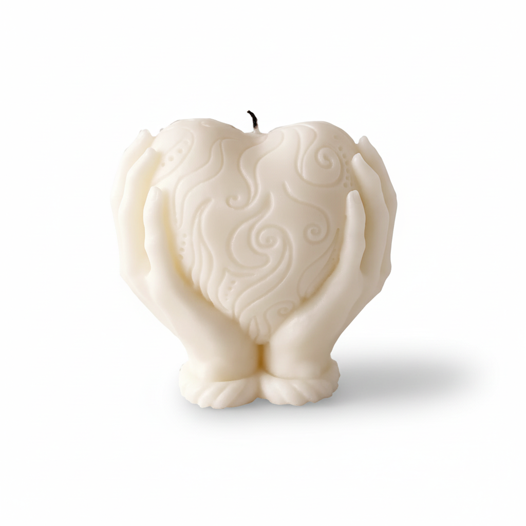 Heart holding candle