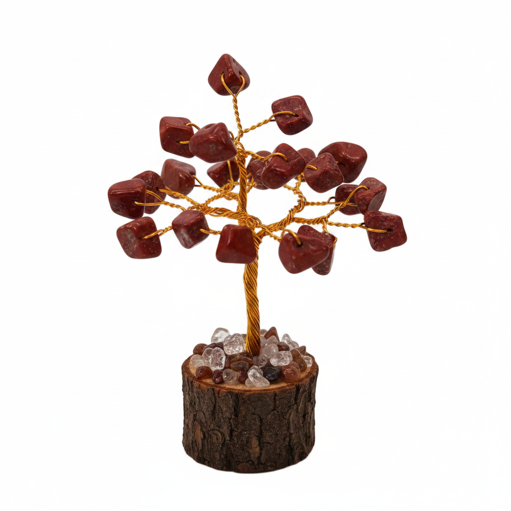 Red Jasper Crystal Tree on white background