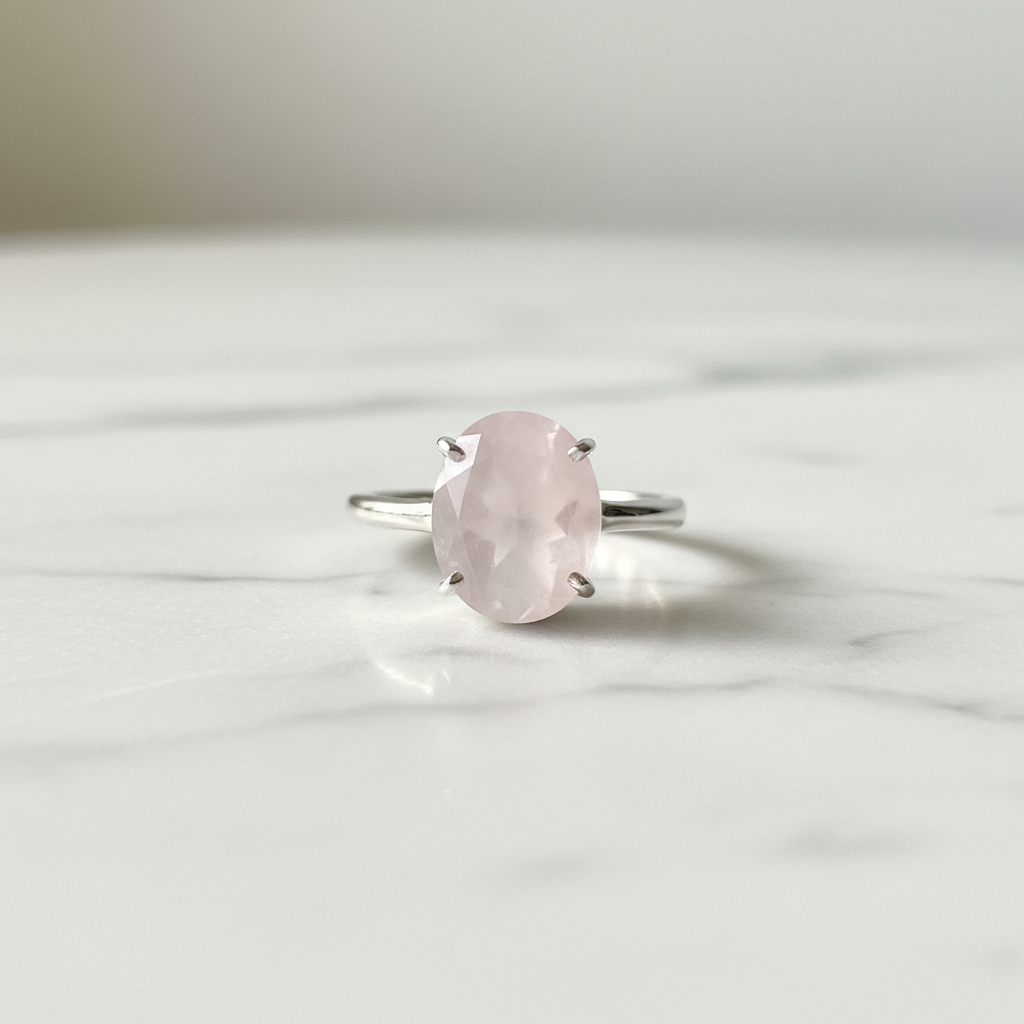 Rose Quartz Crystal Ring — Adjustable