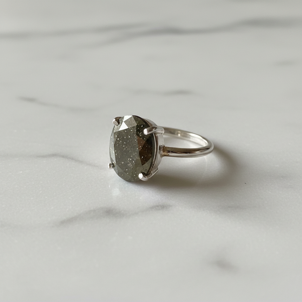 Pyrite Crystal Ring — Adjustable