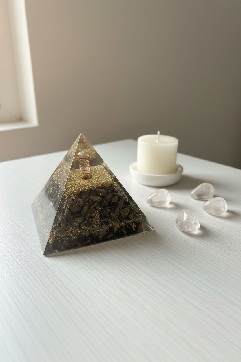 Pyrite Orgone Pyramid — Abundance & Protection (370 gms)