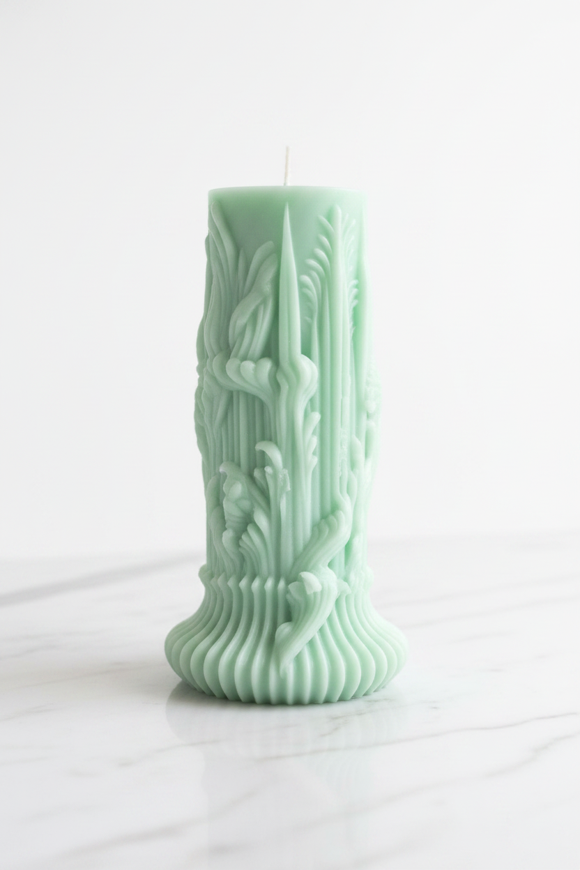 Carved Artistic Pillar Candle (2 Pcs)