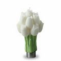 White tulip bouquet soy candle - white background studio shot - Just Natural Purity
