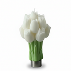 White tulip bouquet soy candle - white background studio shot - Just Natural Purity