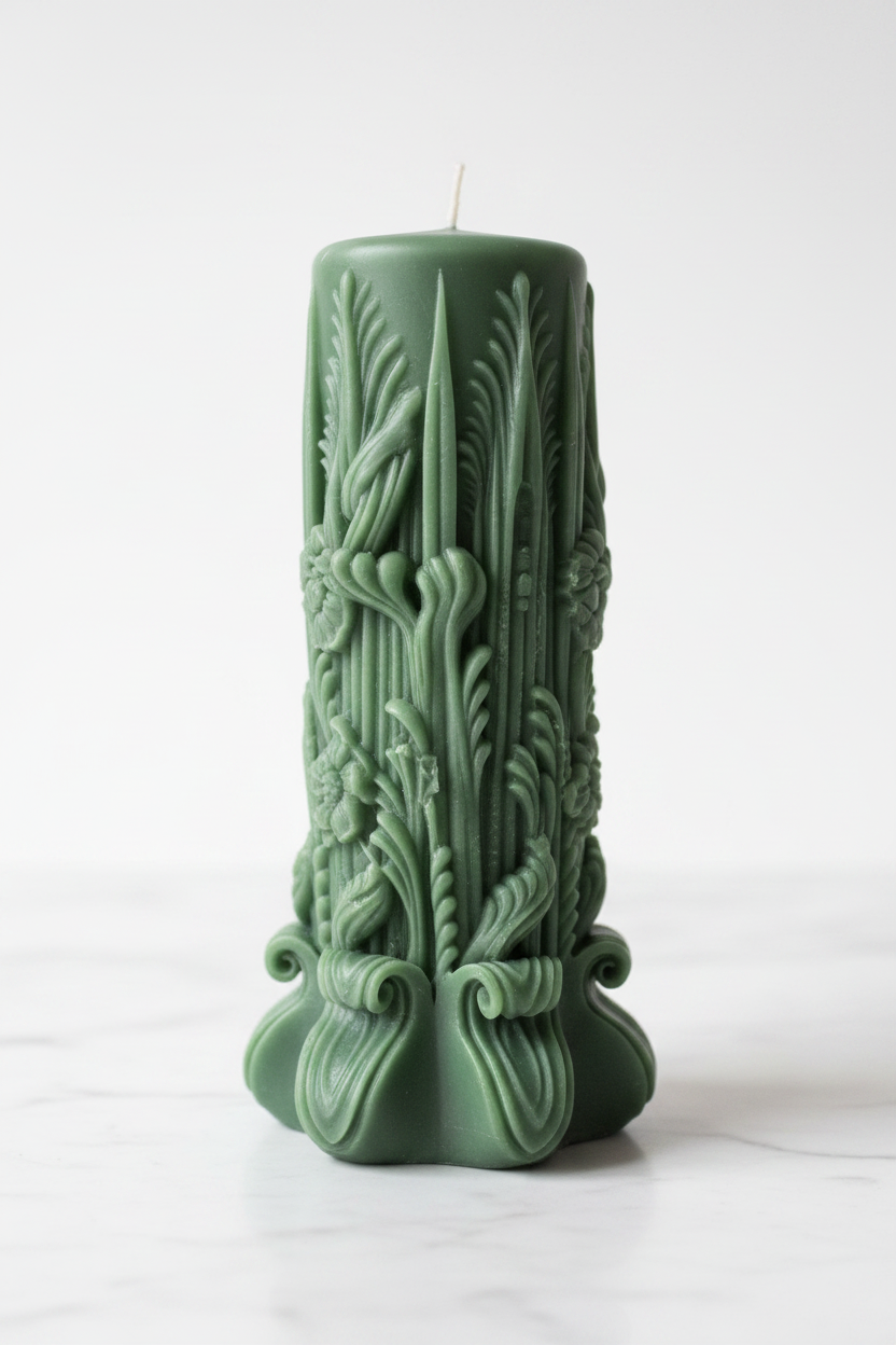 Carved Artistic Pillar Candle (2 Pcs)