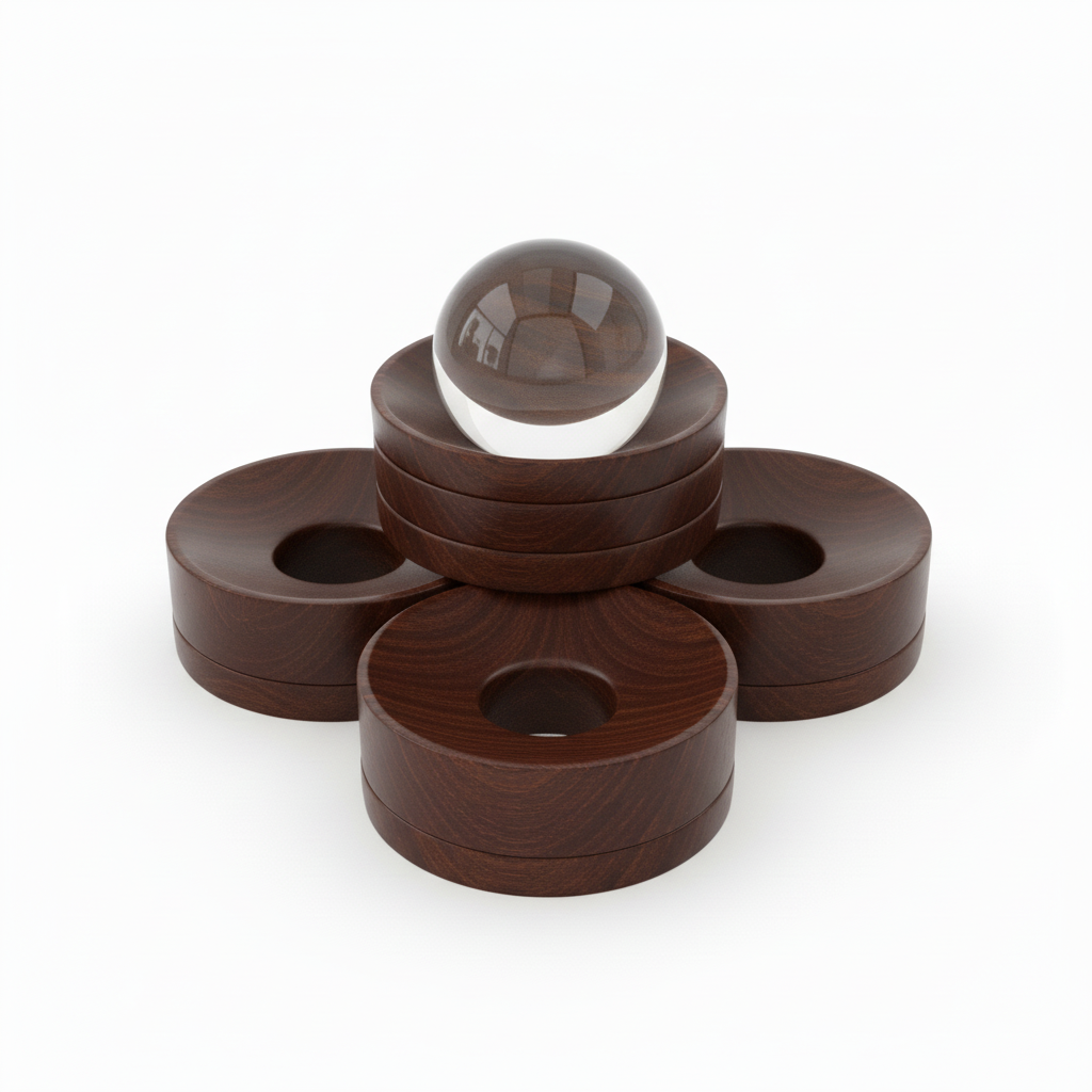 4-5 donut shaped wooden ring stands for crystal balls