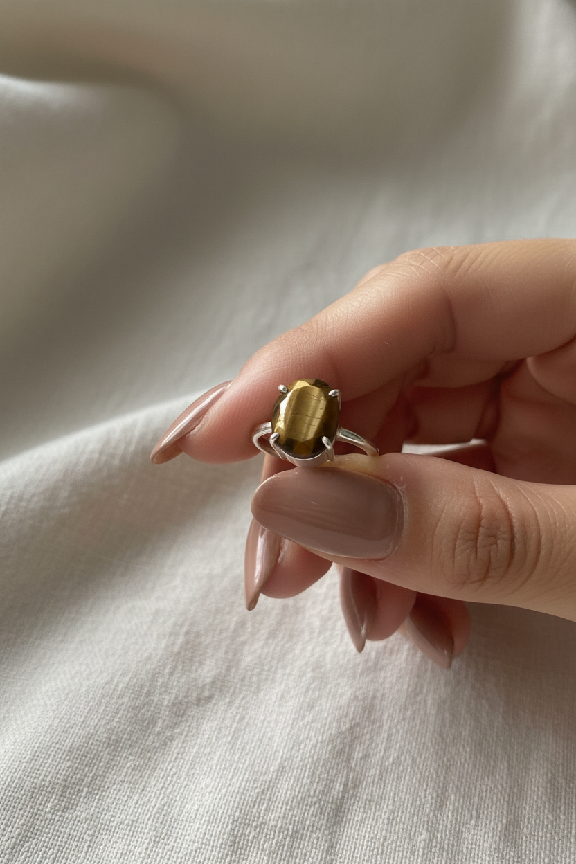 Tiger's Eye Crystal Ring — Adjustable