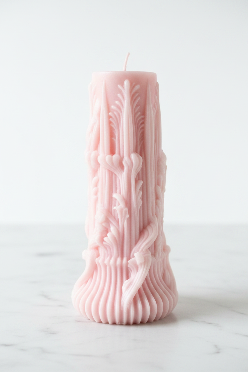 Carved Artistic Pillar Candle (2 Pcs)