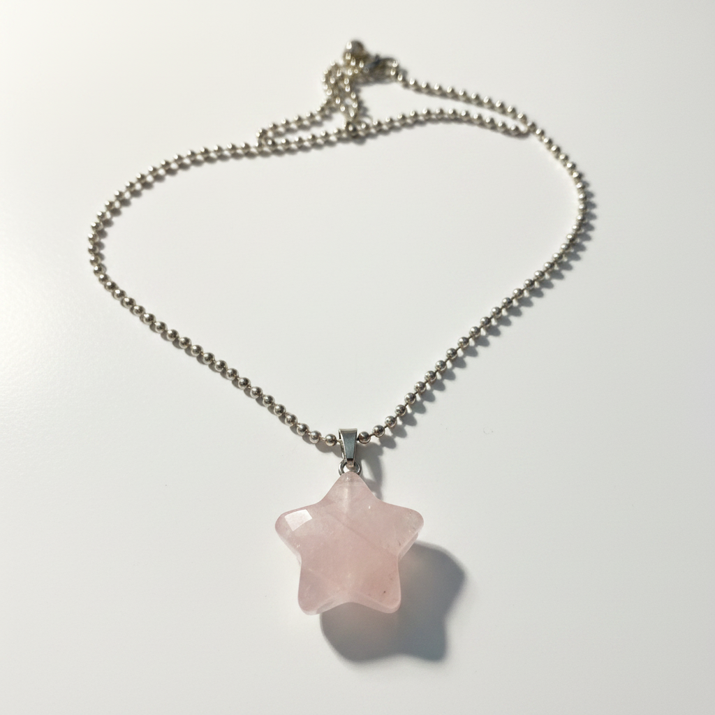 Rose Quartz Star Pendant Necklace