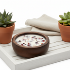 Rose Petal Wooden Bowl Candle