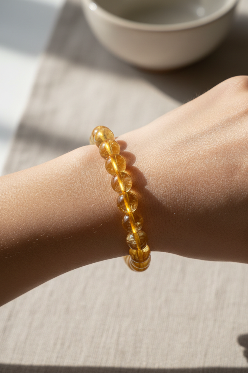 Citrine Bracelet worn on wrist showing warm radiant prosperity energy
