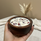 Rose Petal Wooden Bowl Candle