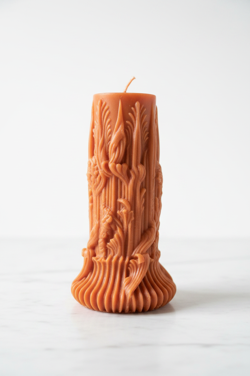 Carved Artistic Pillar Candle (2 Pcs)