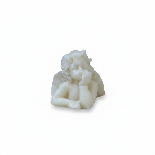 Angel cherub figurine soy candle - white background studio shot - Just Natural Purity