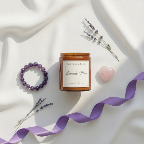 Calm & Heal Set — Lavender Candle, Amethyst Bracelet & Heart Crystal