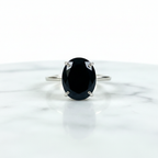 Black Obsidian Crystal Ring — Adjustable
