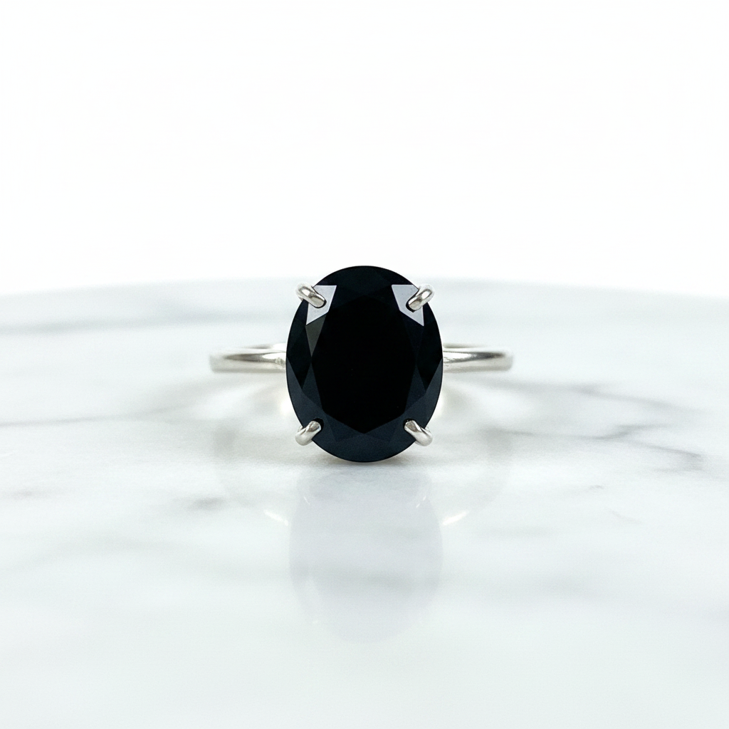 Black Obsidian Crystal Ring — Adjustable