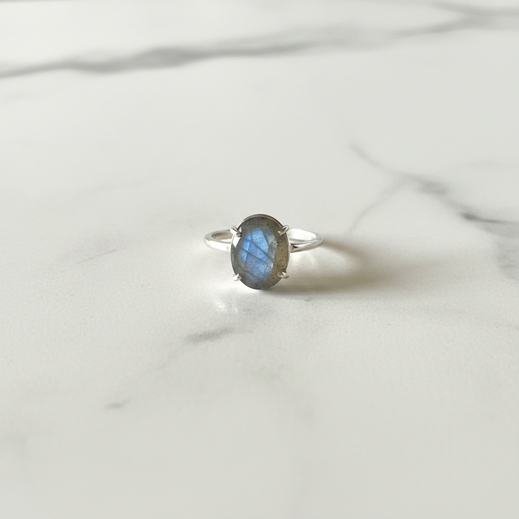 Labradorite Crystal Ring — Adjustable