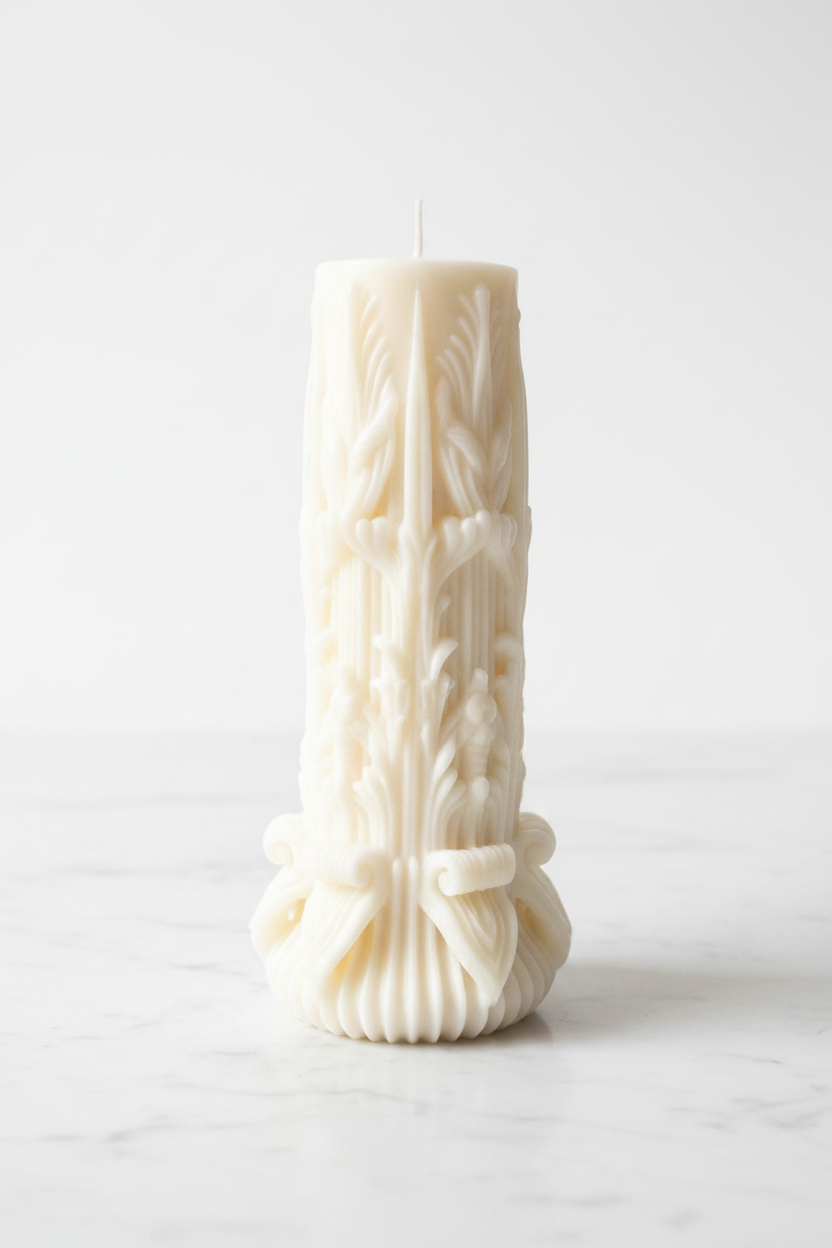 Carved Artistic Pillar Candle (2 Pcs)