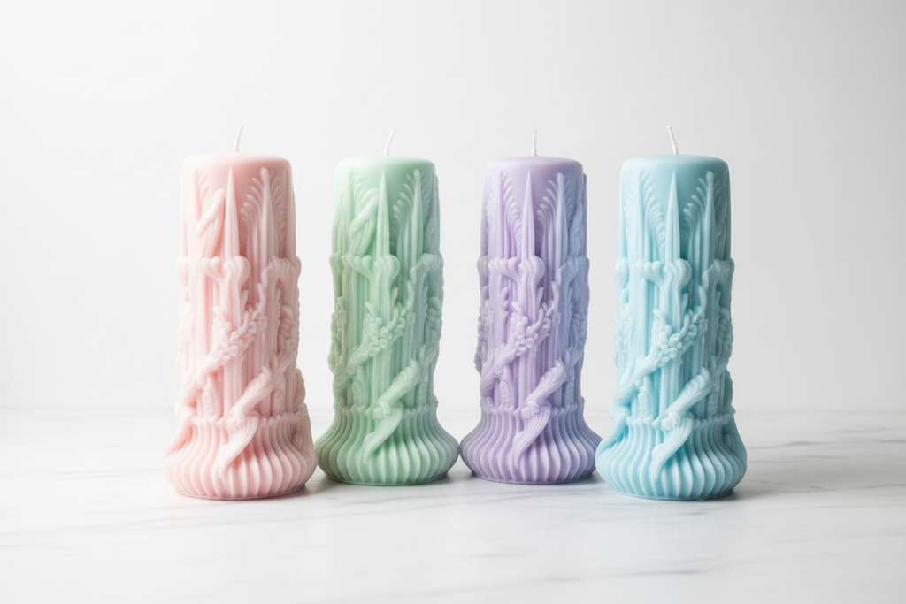 Carved Artistic Pillar Candle (2 Pcs)