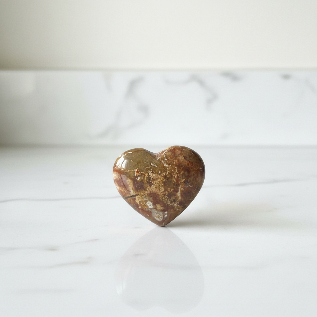Petrified Wood Heart Stone