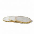 Gold Rimmed Agate Coasters white background