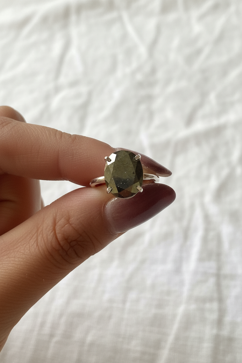 Pyrite Crystal Ring — Adjustable