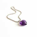 Amethyst heart pendant necklace on silver ball chain — clean white background product shot