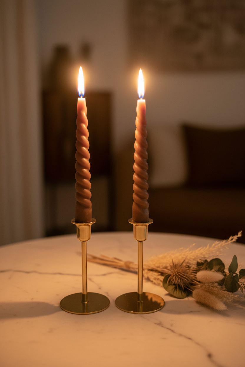 Spiral Twist Taper Candle ( 4 Pcs)