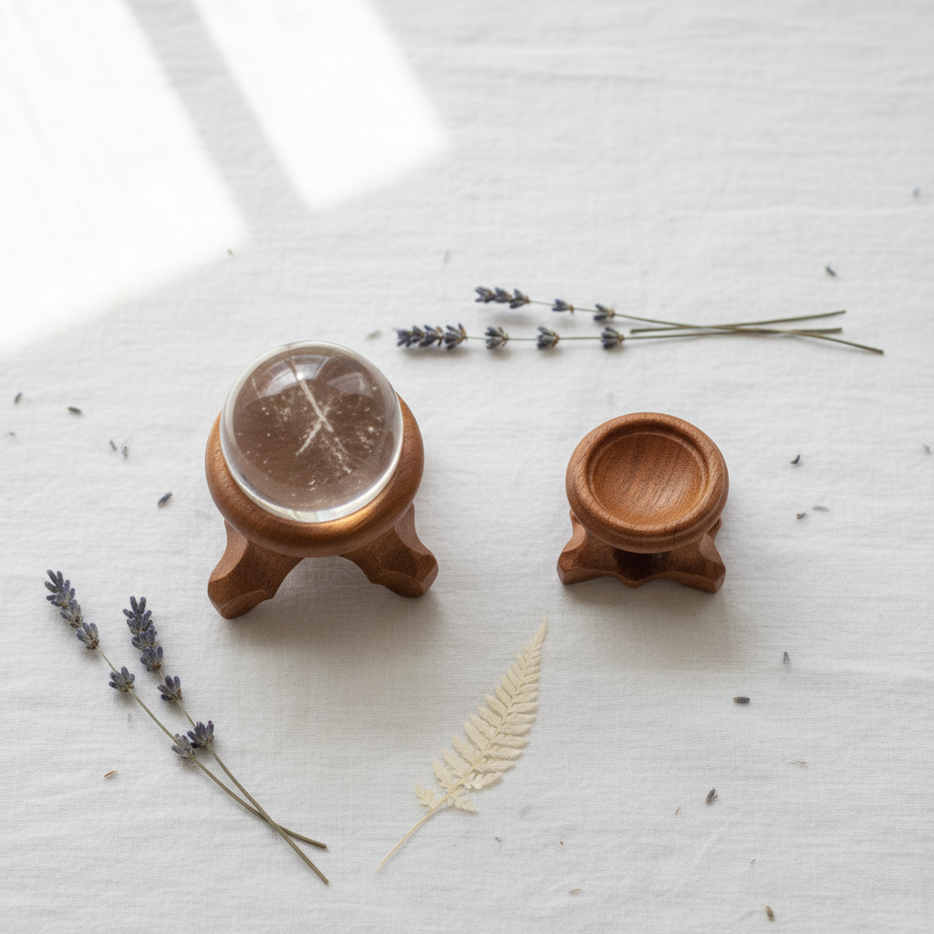 Wooden Crystal Sphere Stand