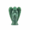 Green Aventurine 1 inch pocket angel figurine — hand-carved crystal angel on white background