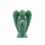 Green Aventurine 1 inch pocket angel figurine — hand-carved crystal angel on white background