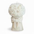 Rose flower bouquet soy candle with bow - white background studio shot - Just Natural Purity