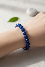 Lapis Bracelet worn on wrist showing royal blue wisdom energy