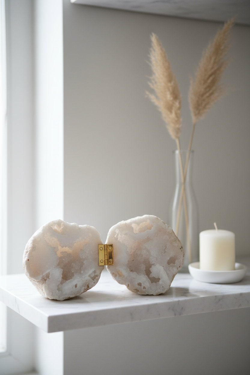 Big Druzy Geode with Hook — Hinged Opening