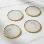 Gold Rimmed Agate Coasters flat lay