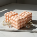 Pastel peach triple cloud candles on white marble - Just Natural Purity