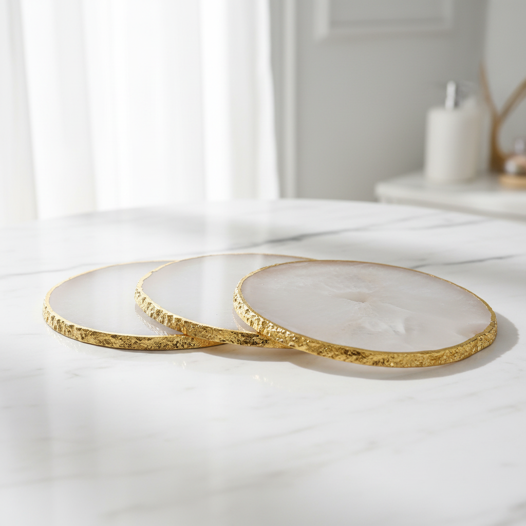 Gold Rimmed Agate Coaster - original