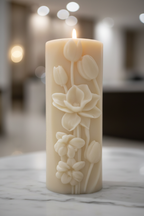 Floral Carved Pillar Candle