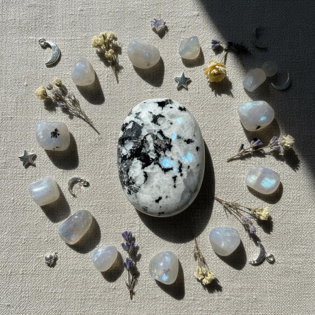 Rainbow Moonstone Palm Stone