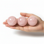 Rose Quartz Sphere - Size Reference - 3 spheres fit across a palm