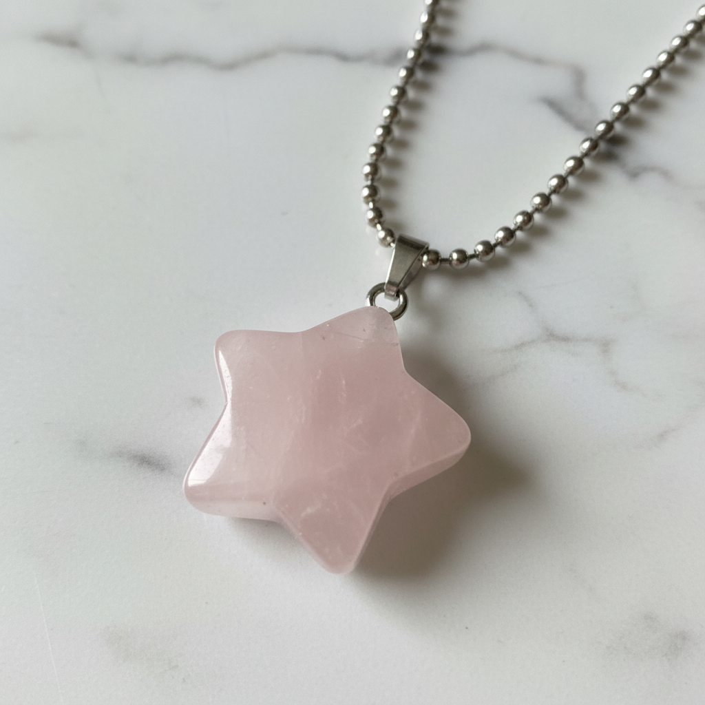Rose Quartz Star Pendant Necklace