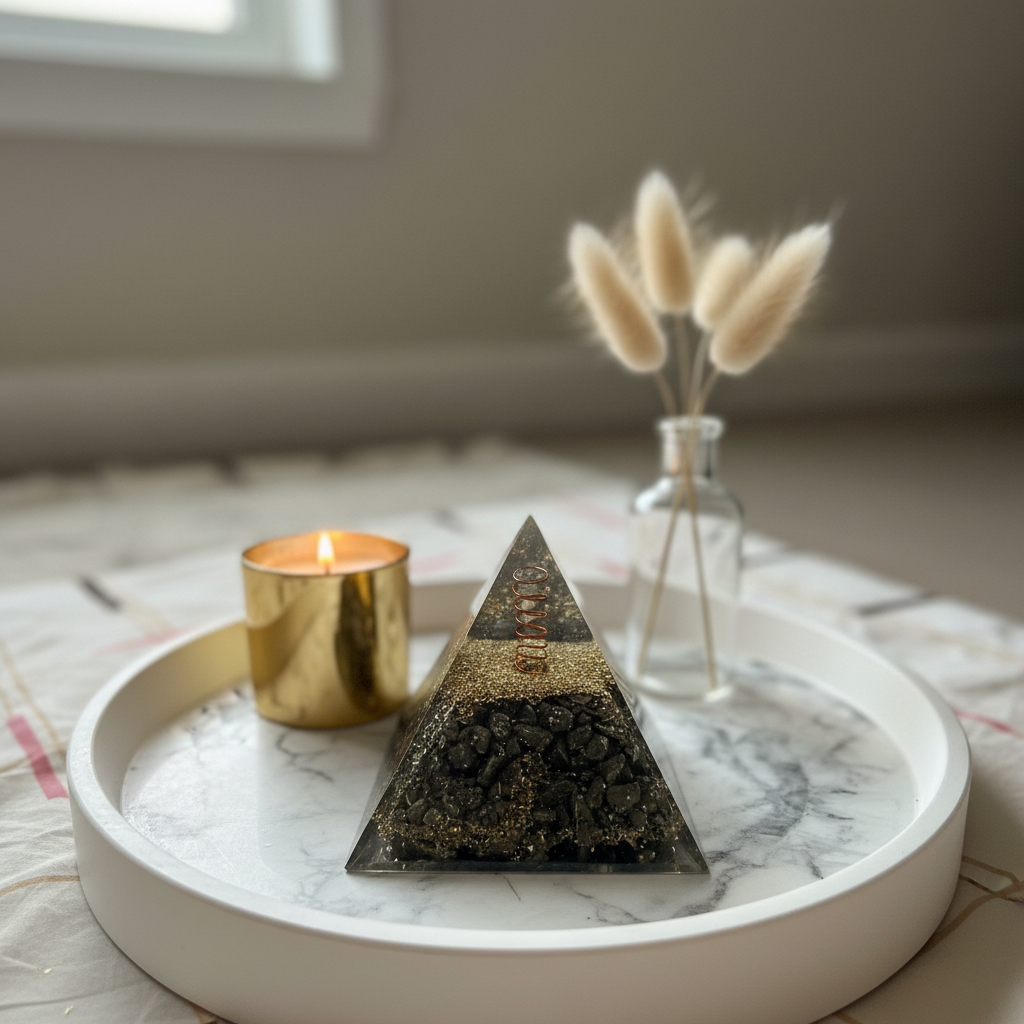 Pyrite Orgone Pyramid — Abundance & Protection (370 gms)