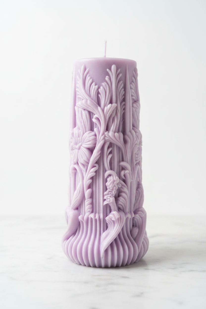 Carved Artistic Pillar Candle (2 Pcs)