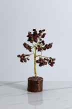 Red Jasper Crystal Tree clean studio shot on white marble - Just Natural Purity